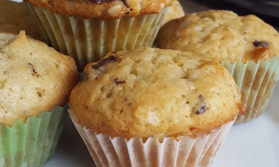 Macadamia coconut chocolate mini muffins