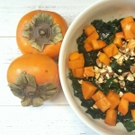 Kale Persimmon Salad with Black Garlic Dressing