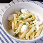 Penne with Burrata, Peas, and Preserved Lemons