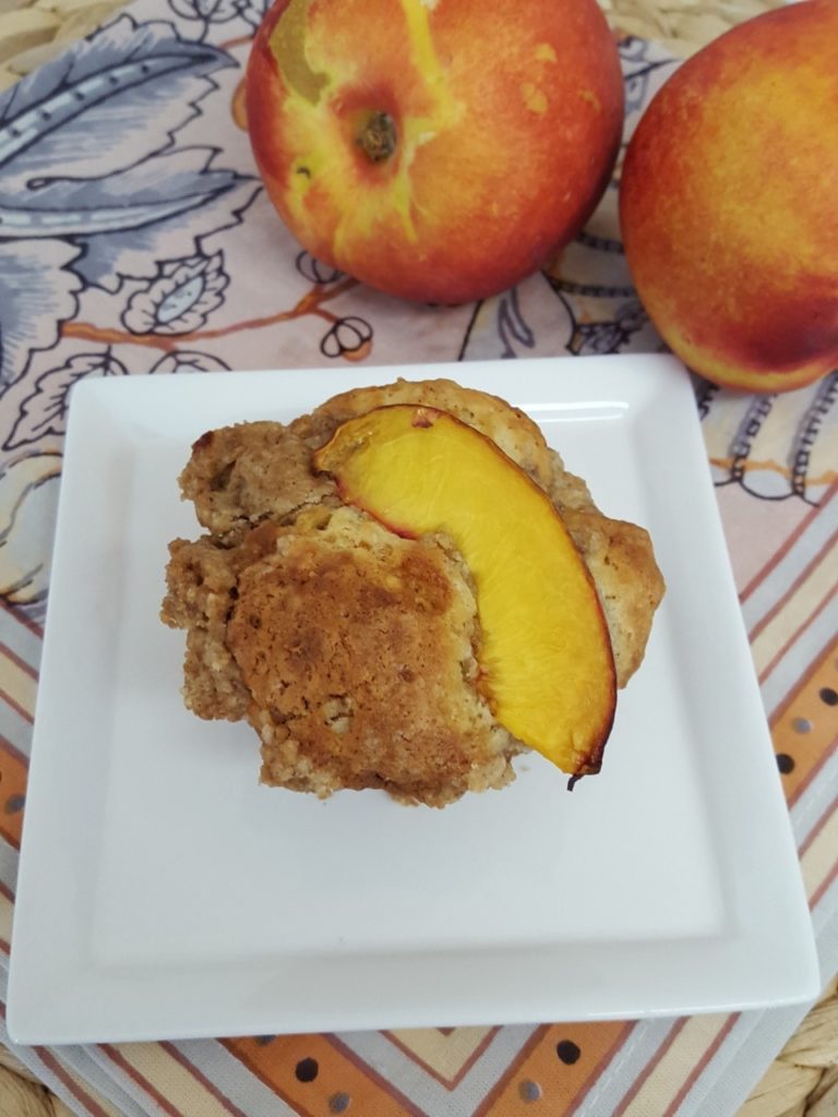 nectarine coffee cake muffin with nectarines
