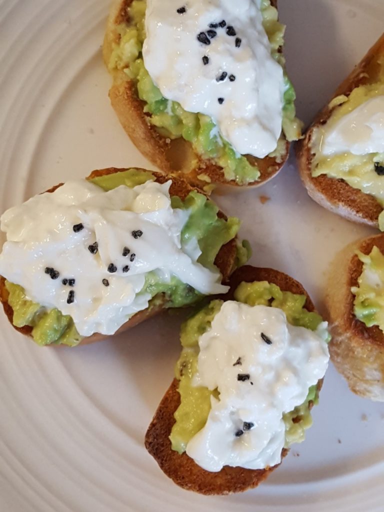 avocado burrata toasts