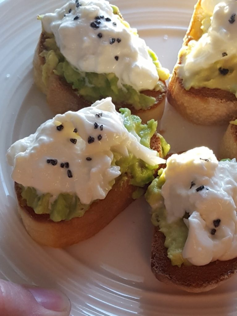 avocado burrata toasts