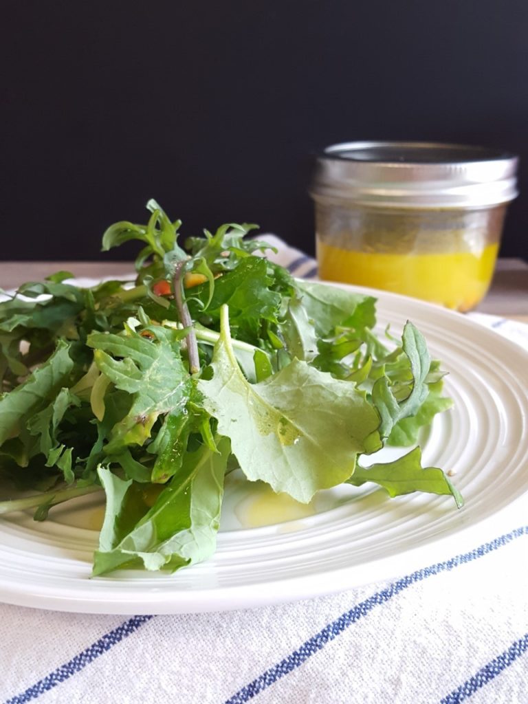 baby kale salad with bitter blood orange vinaigrette