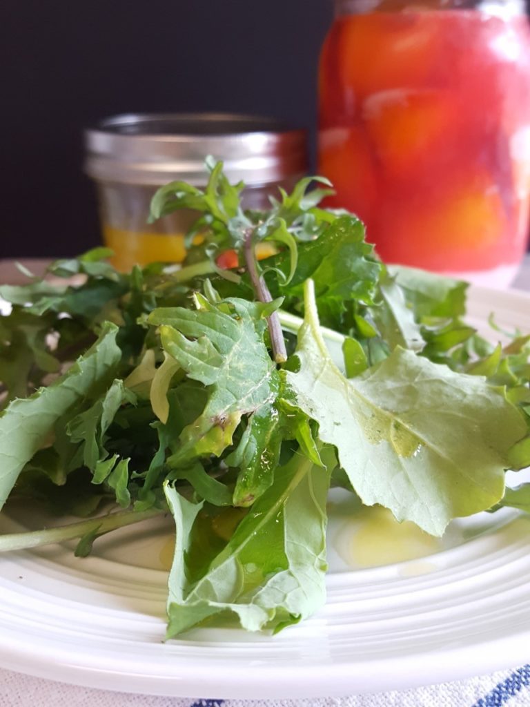 baby kale salad with bitter blood orange vinaigrette