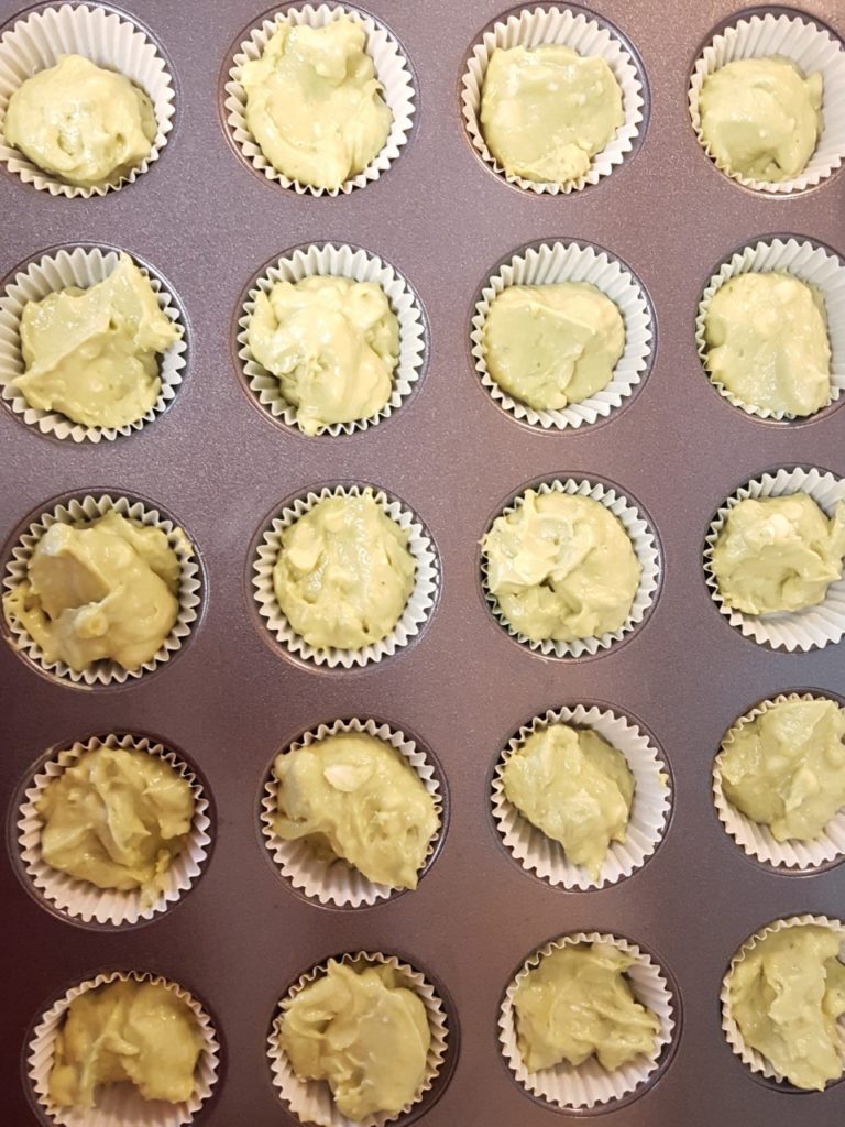 Matcha White Chocolate Mini Muffins