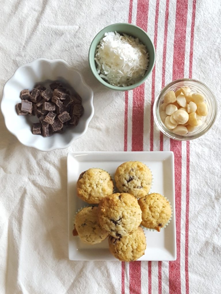 Macadamia coconut chocolate mini muffins 