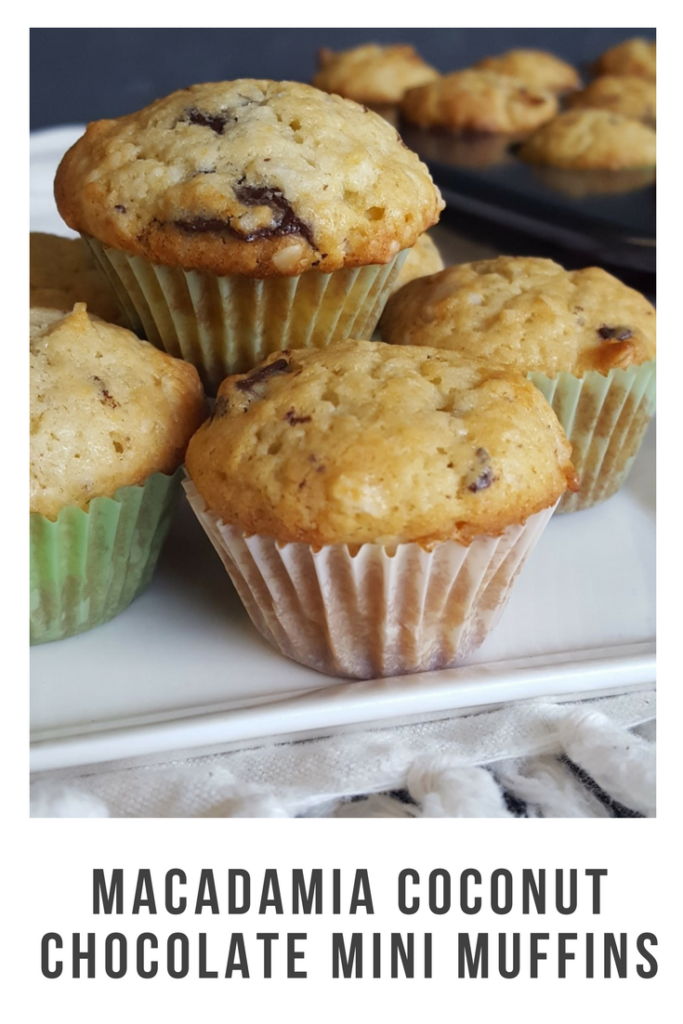 macadamia coconut chocolate mini muffins