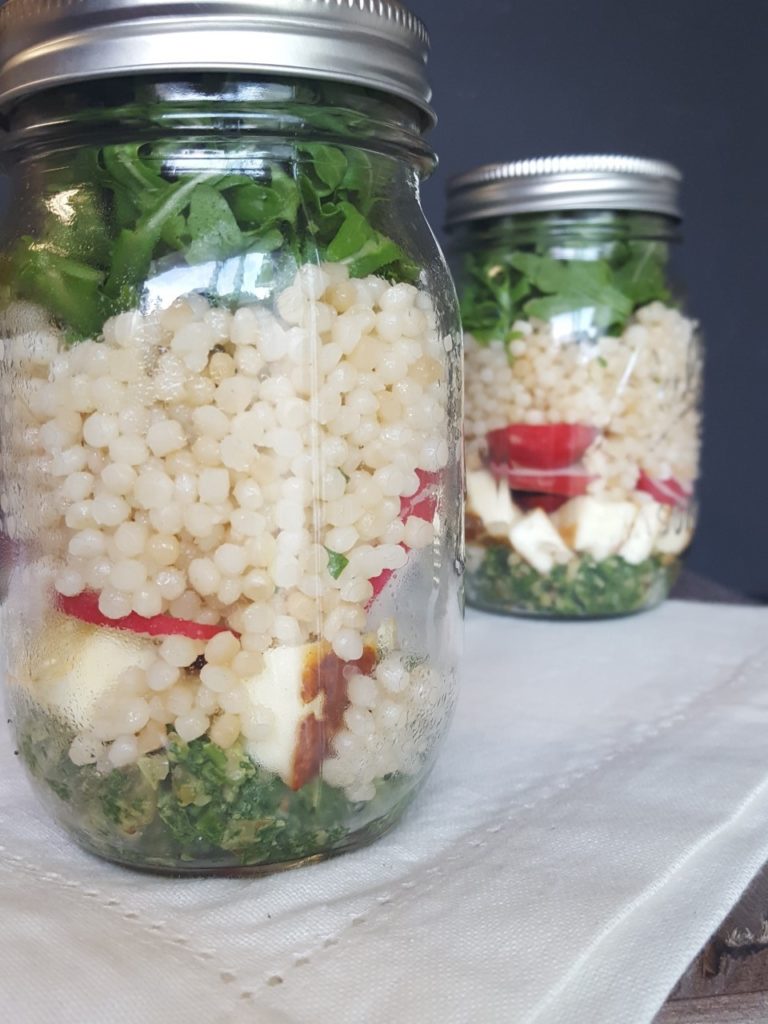 Israeli Couscous, Arugula Pesto Spring Salad