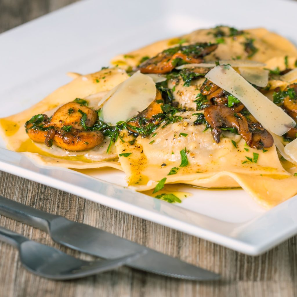 Balsamic and Garlic Mushroom Ravioli