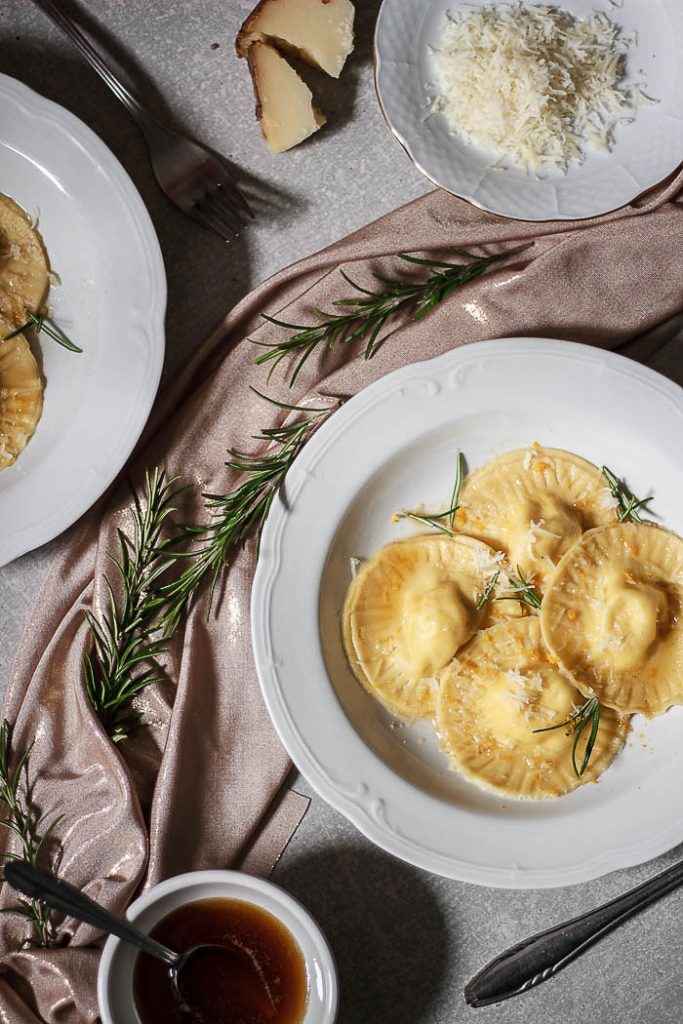 Orange and Pecorino Ravioli with Rosemary Brown Butter