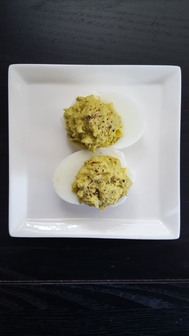 Avocado Green Curry Deviled Eggs