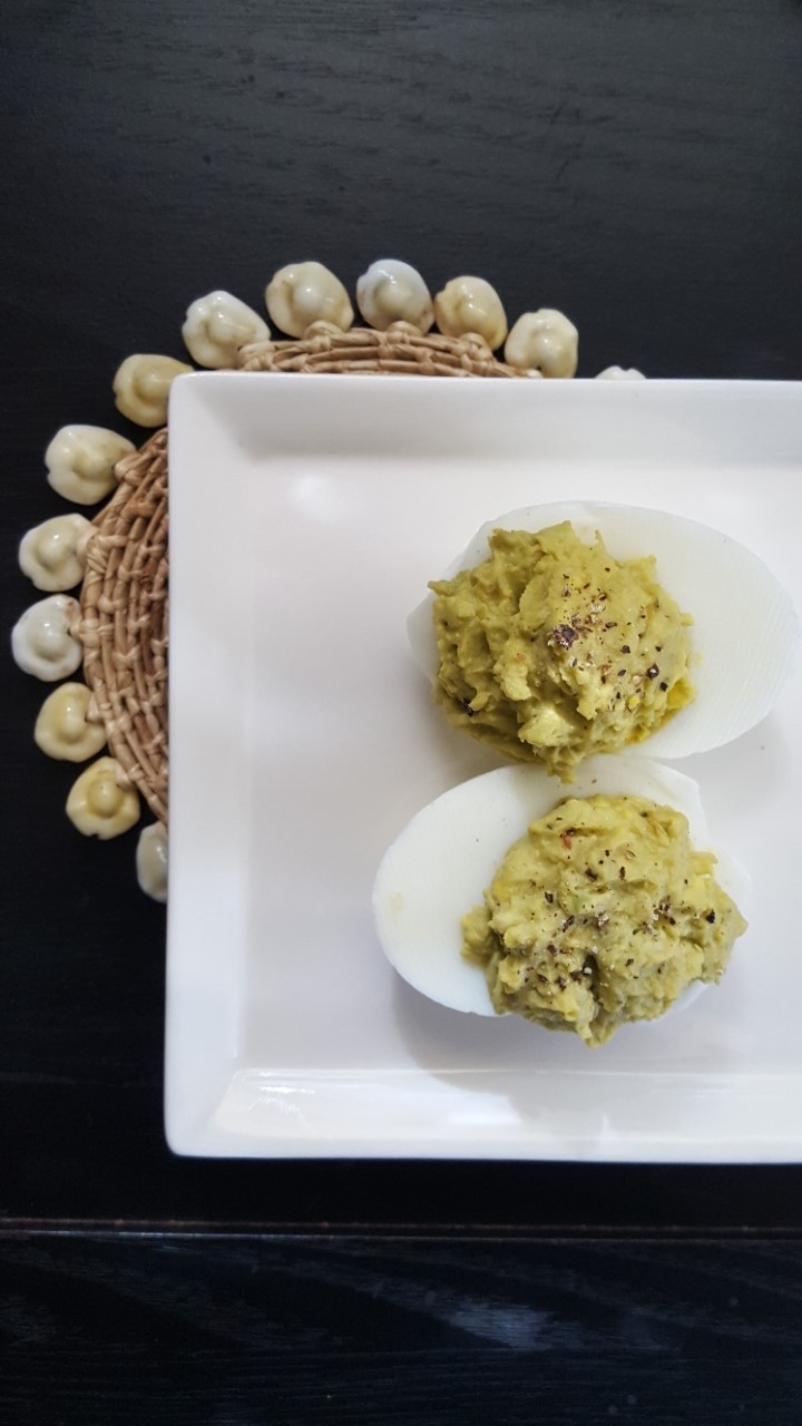 Avocado Green Curry Deviled Eggs