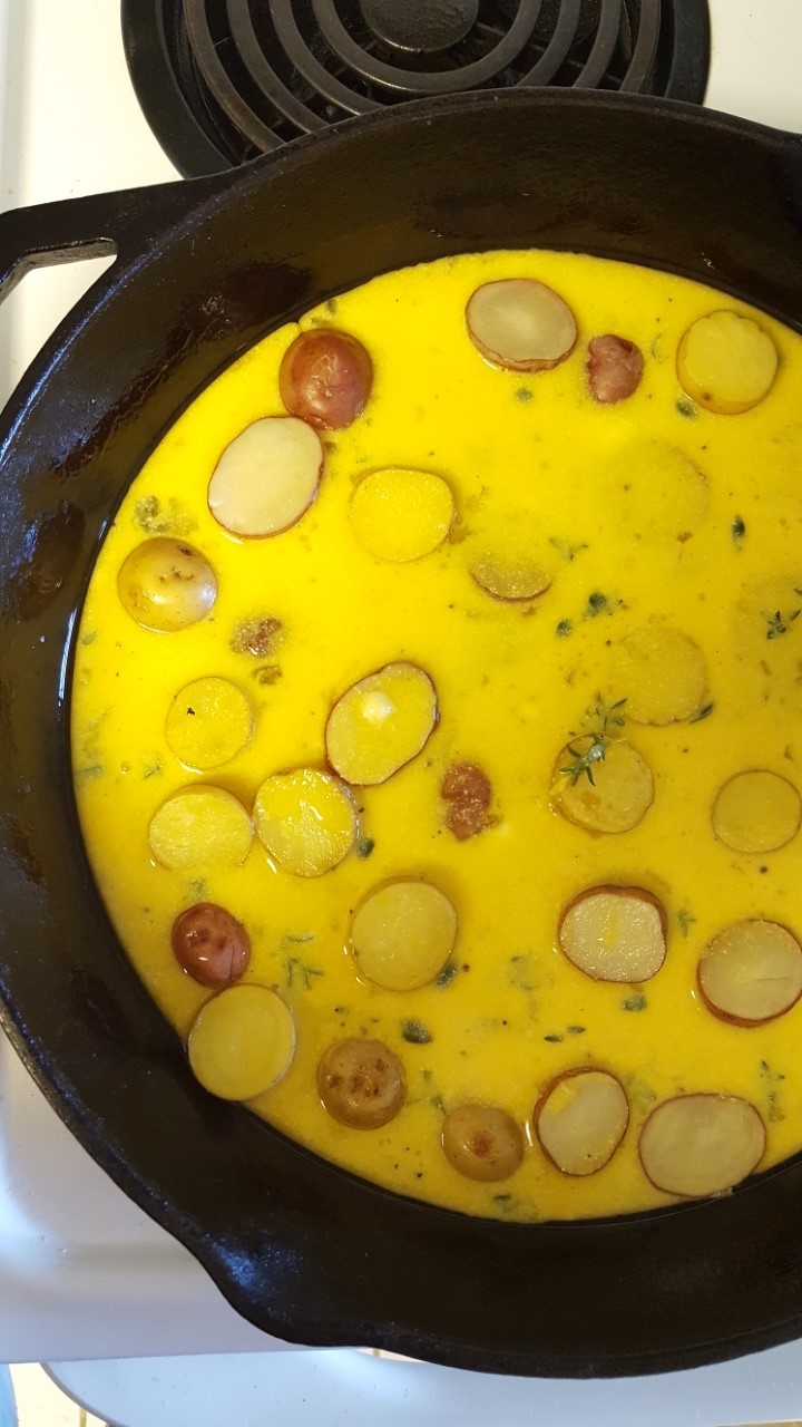 Pea Shoot Potato Ricotta Tortilla